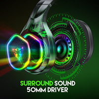 Casque de jeu dynamique USB avec microphone pour PC, design supra-auriculaire, éclairage RGB, connexion filaire, son stéréo, audio spatial