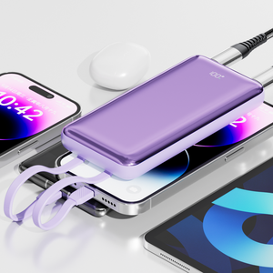 10000mAh Power Bank with Built-in Type-<b>C</b> Cables, 22.5W Fast <b>Charging</b> 16mm Ultra-Slim Portable Charger with Digital Display - Product Image 4
