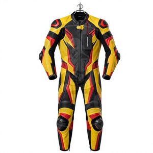 Traje de cuero perforado de una pieza de primera calidad para carreras de pista, equipo de motociclista con protectores rígidos para hombros y rodillas. - Product Image 4