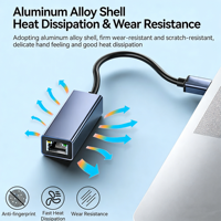 Adaptador Ethernet Gigabit USB 3.0 RJ45 de Aluminio, Chipset Realtek RTL8153, Tarjeta LAN con Cable, Controlador de Internet de 1000Mbps para Laptop