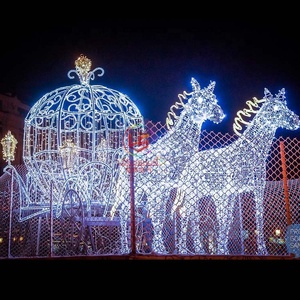 Escultura LED 3D de Acrílico para Iluminación Exterior Personalizada, Carruaje de Caballos con Diseño de Cenicienta a Tamaño Real para Bodas - Product Image 5