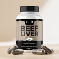 Kapsul Suplemen Hati Sapi yang Diberi Makan Rumput, Zat Besi Alami, Vitamin B12, 60 Kapsul, 2 Kali Sehari, Penambah Energi, Bersertifikat GMP, 2.2g