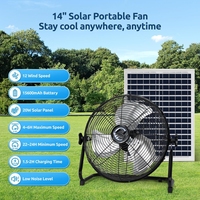 Ventilateur solaire rechargeable 12V 24V DC AC avec panneau et batterie 15W