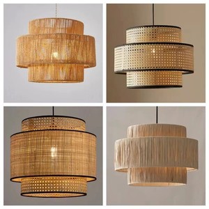 Japanese Style Rattan Bamboo Woven Chandelier Round E27 LED <b>Light</b> Living Room <b>Dining</b> Room Pendant Lamp - Product Image 4