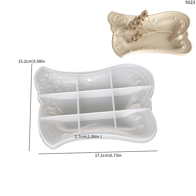 Stampo per vassoio intagliato quadrato bianco-5023