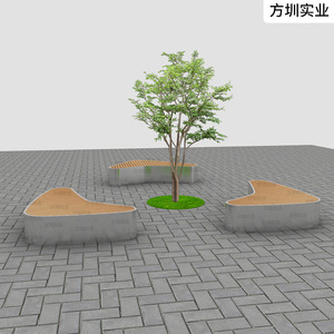 Fiberglass Outdoor Garden Chair Oval Modern Park Furniture Durable Seat With <b>Tree</b> <b>Planter</b> Combination - Product Image 5