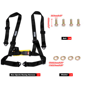 Ceinture de sécurité POY Racing 4 points en nylon noir pour véhicules modifiés - Product Image 1