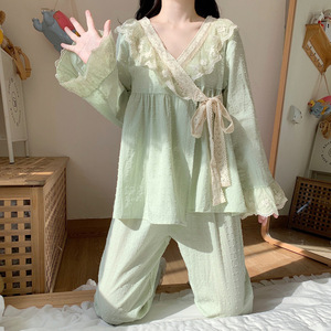 Conjunto <span class=keywords><strong>de</strong></span> <span class=keywords><strong>Pijama</strong></span> <span class=keywords><strong>de</strong></span> Invierno para Mujer, Estilo Vintage con Encaje, Sexy, con Tirantes, <span class=keywords><strong>Pijama</strong></span> para <span class=keywords><strong>Dormir</strong></span> - Product Image 2
