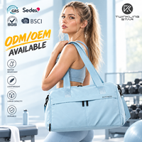 Sac de sport léger OEM pour femme avec compartiment ventilé pour chaussures et poche séche/humide, idéal pour le fitness, la natation et les voyages