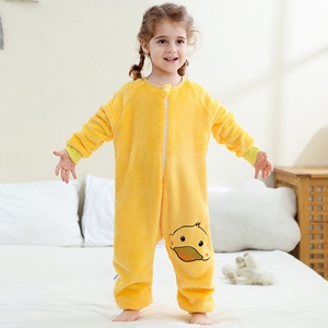 Michley Kinderen Schattige Kleine Gele Eend Snel Droogende Ademend Casual Plus Size Flanellen Pyjama's met Dierenprint 1-6 Jaar - Product Image 4