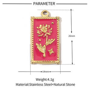 Europäische Art <span class=keywords><strong>Tarot</strong></span> Karte Halskette Quadrat Anhänger Blume Herzform Diy Halsketten und Ohrringe Edelstahl Anhänger - Product Image 6