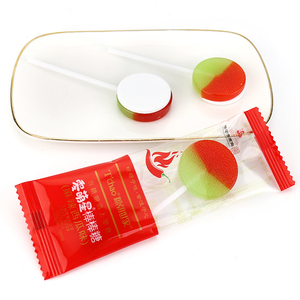 Paleta de Caramelo Dura Redonda y Plana con Sabor a Sandía Picante 2 en 1 con Caramelo en Tableta Prensada - Product Image 3