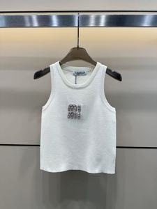 Top Corto Lavorato a Maglia con Strass Bianchi Traspirante Collezione Estate 2025 per <span class=keywords><strong>Donna</strong></span> <span class=keywords><strong>Canotta</strong></span> con Trasferimento Termico - Product Image 4