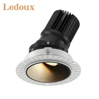 LEDOUX เชิงพาณิชย์ที่มีคุณภาพสูงอลูมิเนียม Trimless LED รอบดาวน์ไลท์ IP20ป้องกันแสงสะท้อนนำแสงลง