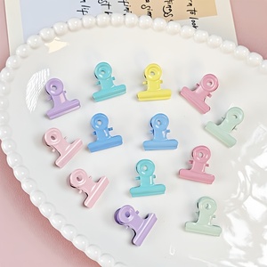 คลิปหนีบกระดาษโลหะทรงกลมสีชมพูสไตล์เรโทร คลิปหนีบกระดาษสำหรับนักเรียน คลิปหนีบเอกสารและใบเสร็จ - Product Image 2