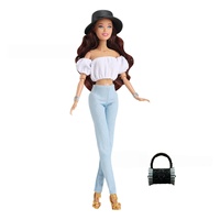 Lot de 5 tenues de poupée de mode de 30 cm cousues à la main pour l'été, décontractées, pour fêtes, plage, défilés de mode, avec chapeau, lunettes de soleil et chien de compagnie