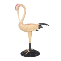 Ornements artisanaux en rotin tressé à la main, animaux naturels (Flamants roses, Éléphants), pour la décoration intérieure et les vitrines