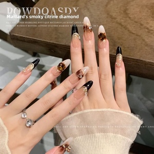 Strass pour nail art K9 de haute qualité Paso Sico Melanoiding ; Nouveaux strass tendance jaune fumé en forme d'œuf et de cœur incliné pour ongles - Product Image 4