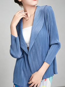 Cárdigan Abierto Gris Plisado Miyake de Poliéster para Mujer, Estilo Casual, Delgado, Transpirable y Ecológico, Colección PY 2026 - Product Image 6
