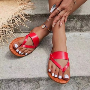 Sandalias Planas <span class=keywords><strong>de</strong></span> Verano Cómodas con Suela Suave para Mujer, Talla Grande, Sandalias Deslizantes <span class=keywords><strong>de</strong></span> Cuero PU, Chanclas Casuales <span class=keywords><strong>de</strong></span> Playa Antideslizantes - Product Image 2