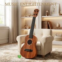 Wholesale Musical Instrument Kids Toy 4 String Round Hole Wood Grain Acoustic Ukulele for Beginners