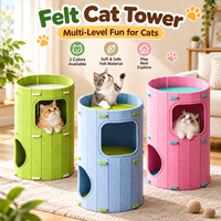 Maison pour chat portable en feutre avec poignée, colorée, pour intérieur, grande surface, lit pour chat amovible, OEM ODM, vente en gros