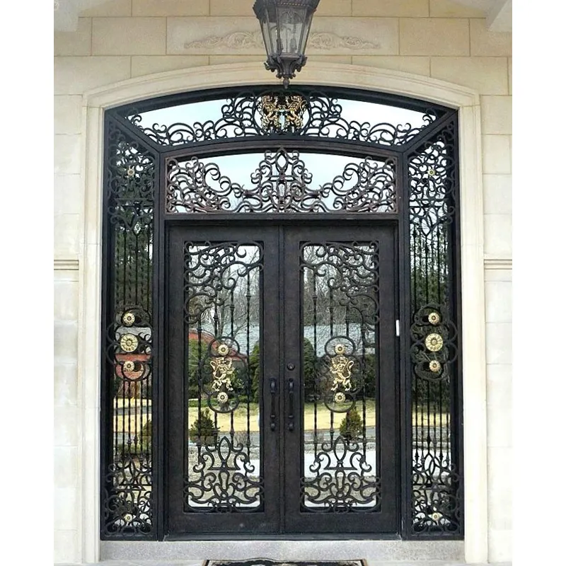 Ikealuminium 2023 catalogo porta in ferro asta anteriore nfrc impermeabile insonorizzato porta in vetro in ferro doppia porta in vetro di ferro per la casa