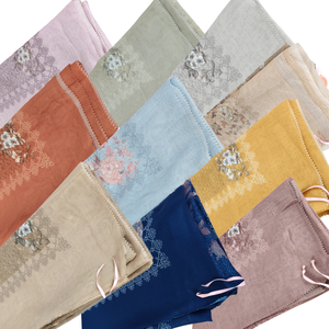 Hijab Hanako Série Premium en Voile de Coton Bleu Marine à Manches Courtes – Foulard Élégant et Respirant à Impression Numérique pour le Printemps Musulman - Product Image 1