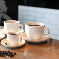Ensemble de tasses et soucoupes à expresso en céramique épaisse émaillée, 4 tailles, noir mat, intérieur blanc, couleur personnalisée, logo, qualité alimentaire, café en gros, LEXI