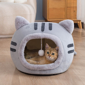 Luxury Solid Pattern Winter Warm Closed Cat Nest Eco-Friendly Four Seasons Universal Safety Kitten Pet <b>Bed</b> with Custom Packing - Product Image 1