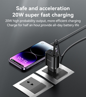 YC56 Yesido pengisi daya ganda 20W, pengisi daya Super Cepat aman dan akselerasi dengan kabel C ke C 20W EU untuk perjalanan