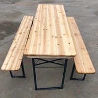 Camping Événements Festivals Parcs Fermes Cours en bois massif Ours Pliable Table Banc Ensemble