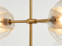 Plafonnier LED design nordique à intensité variable, 6 têtes, lustre en laiton avec verre craquelé ambré, éclairage pour villa, hall d'entrée, escalier, garantie 2 ans