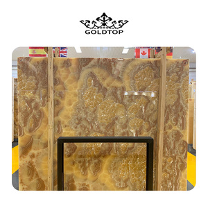 GOLDTOP OEM/ODM Onice اونيكس الصين العسل البيج مصقول الطبيعي بلاط حجري جدار البلاط الأصفر الجزع البرتقال الجزع - Product Image 2