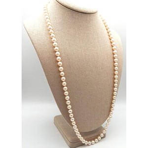Collana di perle coltivate giapponesi 14k oro e 7mm Akoya 28" - Product Image 2