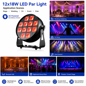 ไฟพาร์ LED RGBAW UV ความสว่างสูง 12x18W สำหรับงานในร่ม คลับ และการแสดงสด - Product Image 5