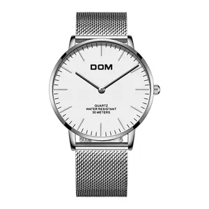 ロゴをカスタマイズシンプルなパーソナライズされたデザインの男性用時計ステンレス鋼の腕時計防水クォーツ時計