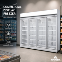 Vitrine réfrigérée verticale commerciale avec porte vitrée pour boissons et aliments en supermarché, avec compresseur à montage inférieur