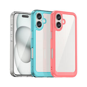 Marco colorido acrílico transparente a prueba de golpes 360 <span class=keywords><strong>forros</strong></span> funda de teléfono <span class=keywords><strong>para</strong></span> <span class=keywords><strong>iPhone</strong></span> 16 pro Max 15 14 13 <span class=keywords><strong>SE</strong></span> Fundas <span class=keywords><strong>para</strong></span> teléfonos móviles - Product Image 1