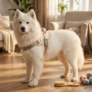 Arnés de lujo de cuero vegano para perro, marca privada, sin tirones, tipo chaleco, con hebilla metálica Cobra, venta al por mayor - Product Image 1