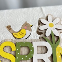 Nouvelle Décoration de Pâques 2026 en Bois, Motif Fleur et Oiseau, Lettres Créatives, Style Rustique, pour Intérieur, Décoration de Table