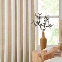 Rideaux occultants de style européen de luxe en mélange de lin, couleur et design personnalisables, tissu écologique en polyester/lin pour la maison