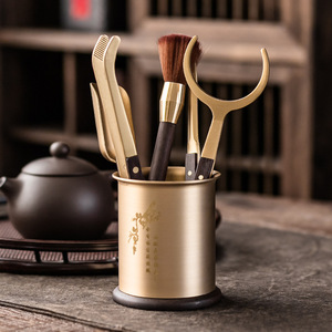 Juego de Té Oogishido Seis Caballeros, Utensilios de Té de Cobre y Madera para la Ceremonia del Té Kung Fu con Tetera, Cepillo y Accesorios - Product Image 2