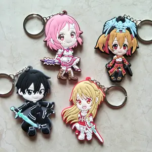 8 Ontwerpen Vervaardigen Pvc Anime Sleutelhangers Yuuki Asuna Stripfiguur Zwaard Kunst Online Sleutelhangers