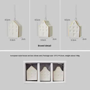 زينة سيراميك للكريسماس ، منزل صغير وصديق ، منزل ثلج ، ديكور شجرة كوخ ، شعار مخصص صغير - Product Image 6