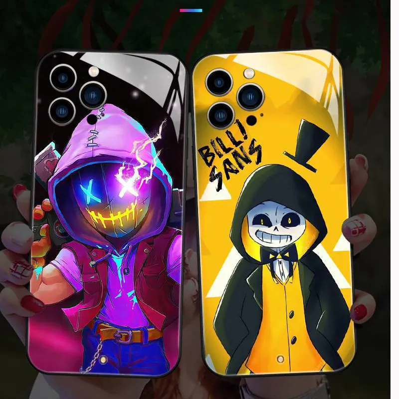 Regalo di Halloween Anime cartone animato chiamata vocale Flash notte luminosa luminosa custodia del telefono per Apple Iphone 15 Pro Max 14 13 12 11 Plus