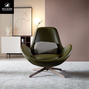 Phòng khách đơn giản kim loại da vải xoay sphericalarmchair Ghế sofa đơn Bắc Âu Ghế sofa đơn hội nghị khách sạn Mô hình phòng thiết kế - Product Image 5