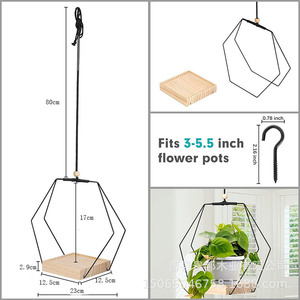 Panier suspendu pour fleurs, rond en bois, moderne et simple, décoration intérieure et extérieure pour chambre, cuisine, pot de plantes succulentes - Product Image 4