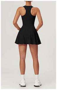 مخصص سحاب الجبهة فستان تنس مع السراويل التنورات التنس مجموعة الرياضة النساء اللياقة البدنية الغولف بدلة تجريب الجري ارتداء الملابس - Product Image 4