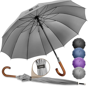 Parapluie de golf de qualité supérieure, imperméable, super résistant au vent, avec poignée en bois, ouverture automatique, personnalisable - Product Image 1
